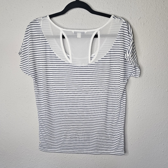 American Eagle Outfitters Nautical Striped‎ Short Sleeve Blouse Womens S Small - Picture 6 of 9